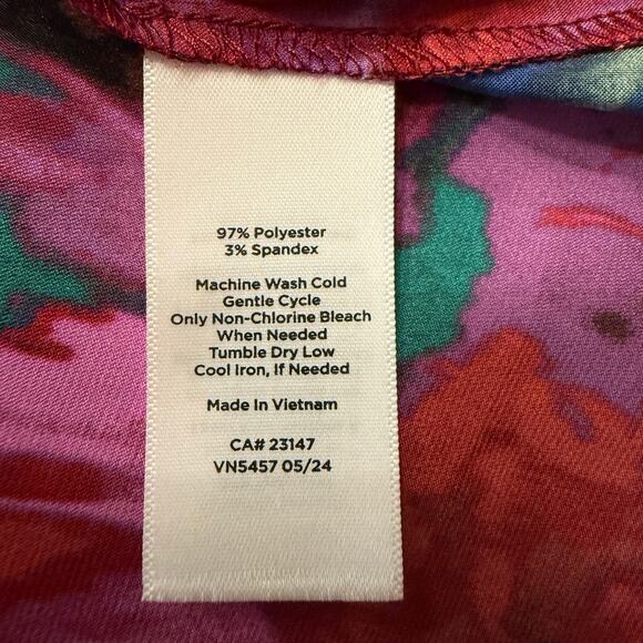 Talbots Twist Neck Satin Charmeuse Top Wrapped Jewel Tone Floral Large Petite - Picture 9 of 9